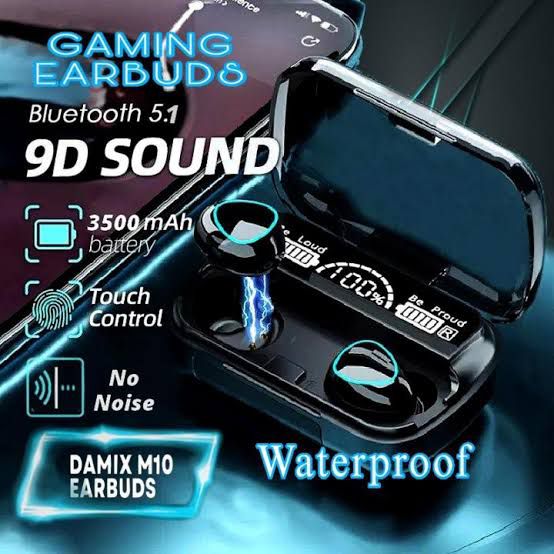 M10 Bluetooth 5.1 Earbuds: Waterproof Stereo Headphones with 3500mAh Charging Box.