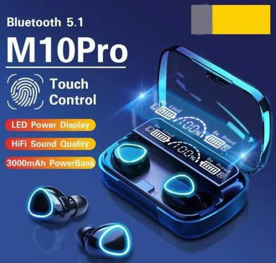 M10 Bluetooth 5.1 Earbuds: Waterproof Stereo Headphones with 3500mAh Charging Box.